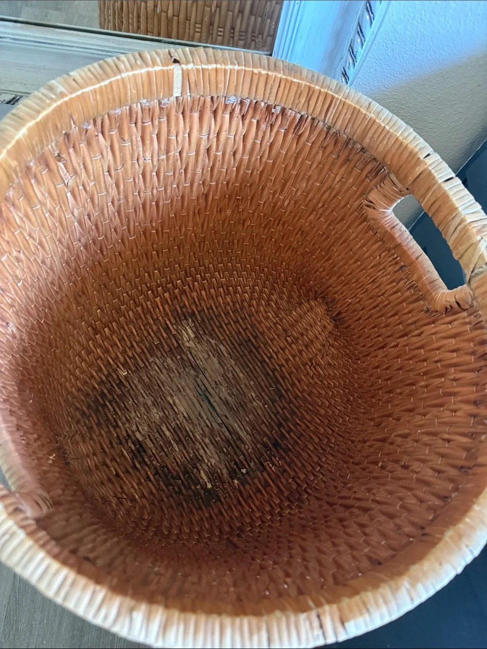 Vintage Natural Woven Basket 16” planter rattan wicker storage or for plant